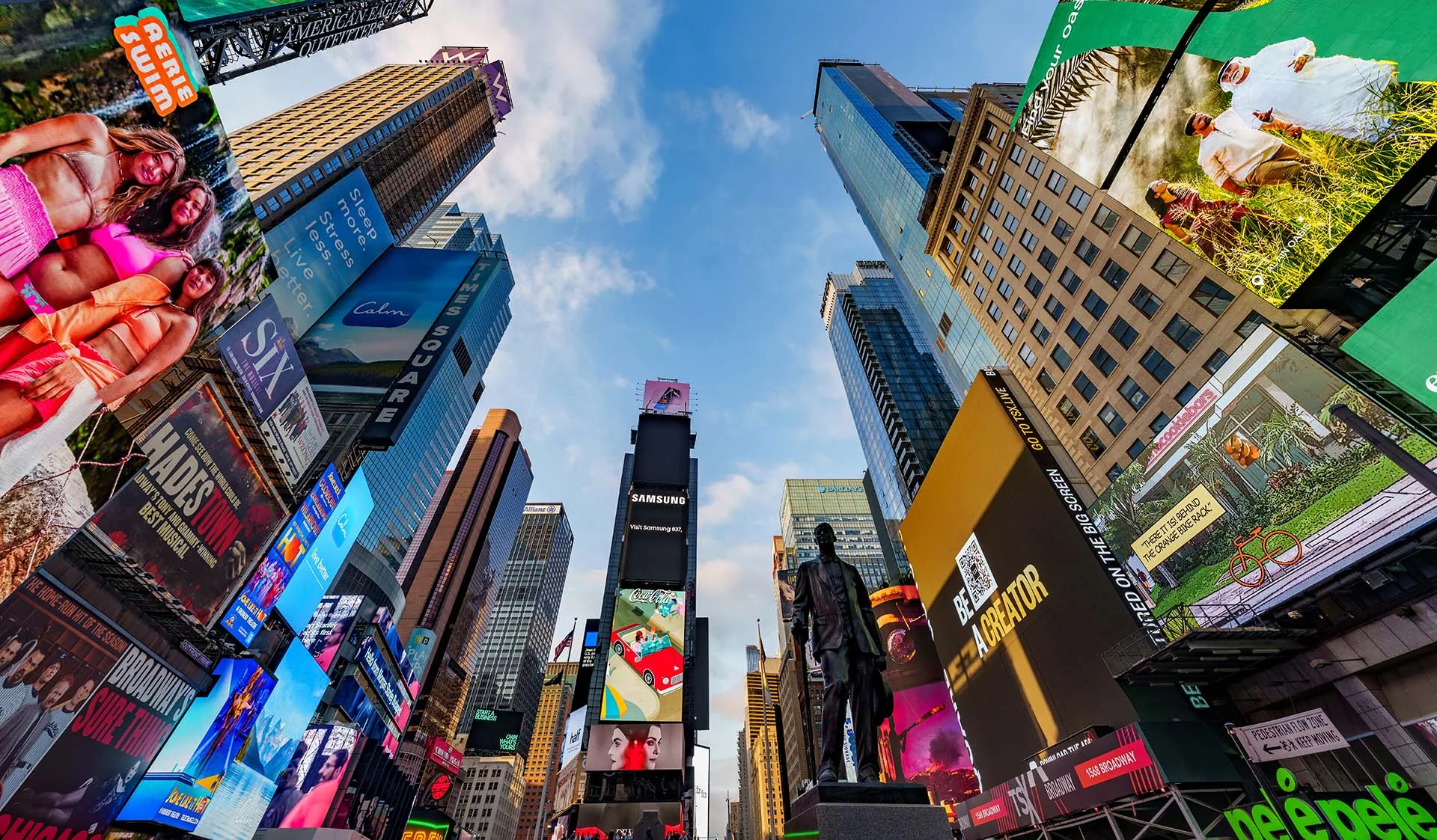 a statue in Time square