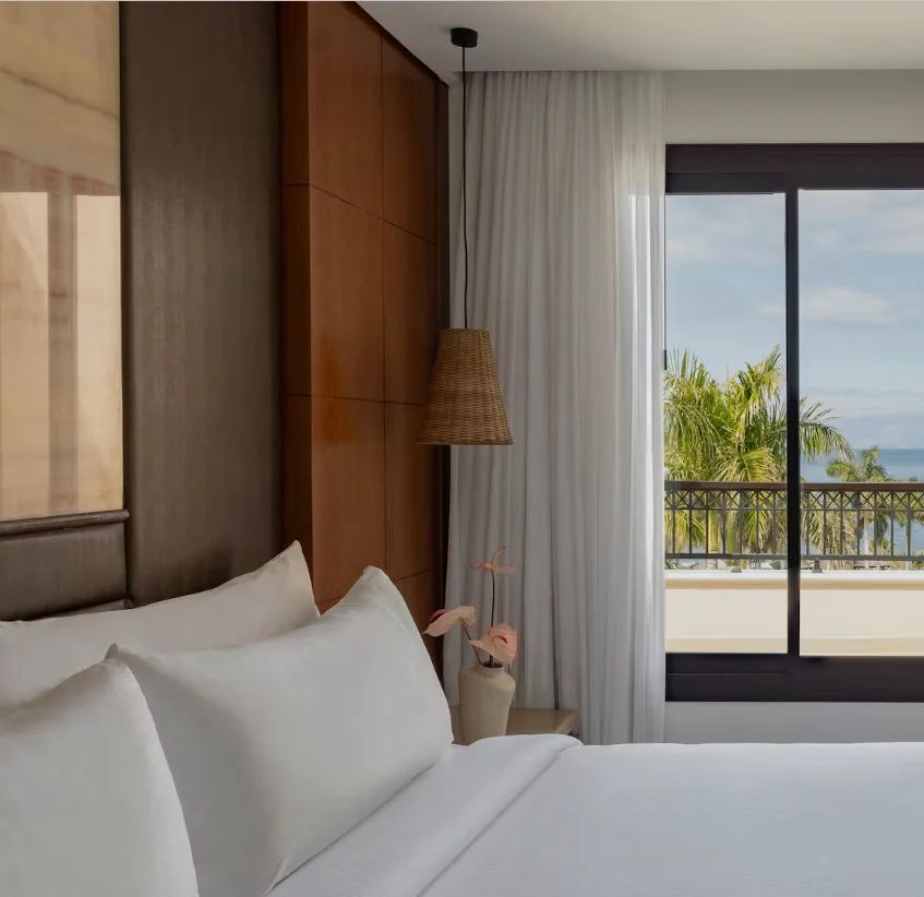 Modern room with ocean view balcony