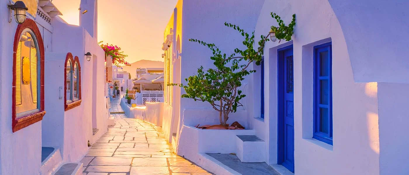 Santorini Street Sunset