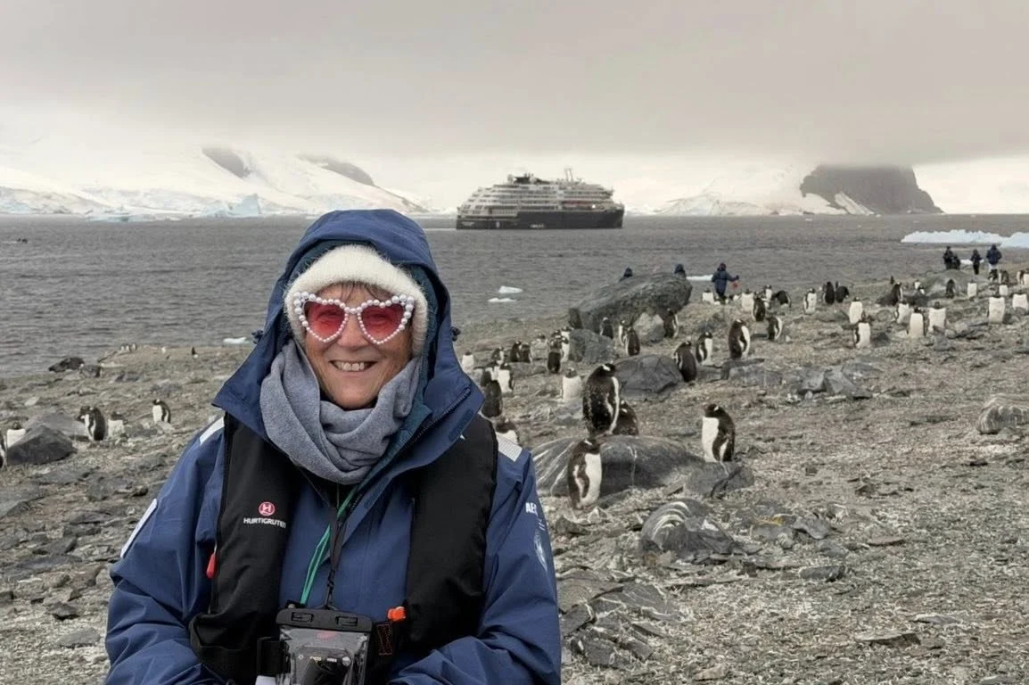 With the penguins in Antartica