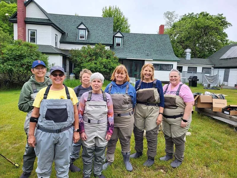 The Women of Sisterhood Travels learn how to Fly Fish in Maine