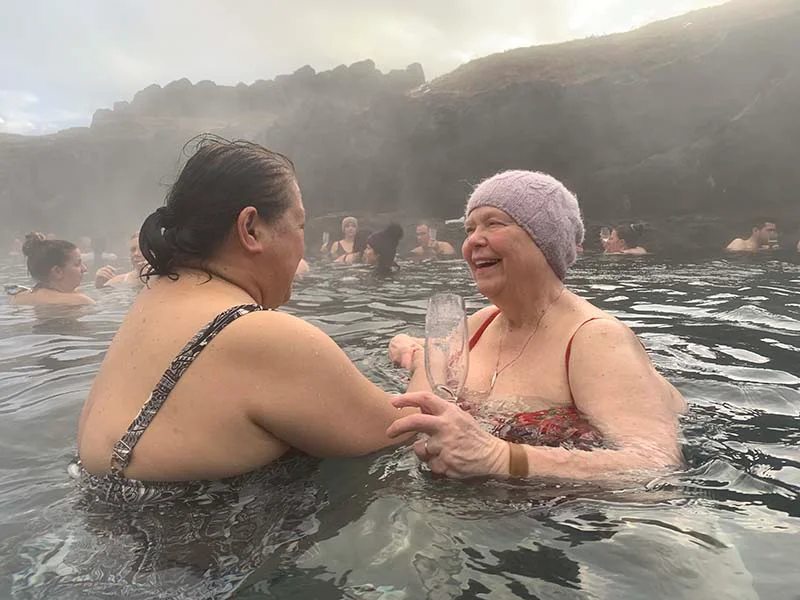 The Sisters from Sisterhood Travels having a blast in Iceland