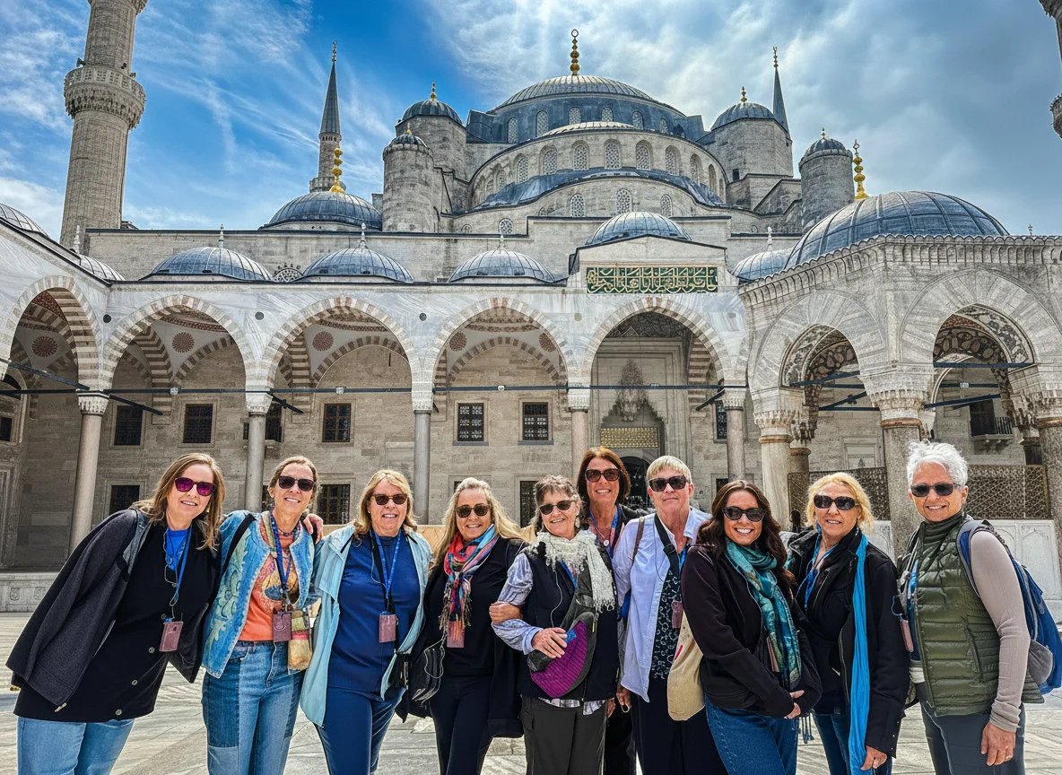 Timeless Türkiye 20 Sisters at Blue Mosque REAL 2 | Solo Travel For Women | Sisterhood Travels Group Tours