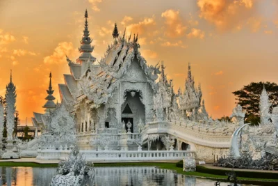White Temple Thailand Sunset