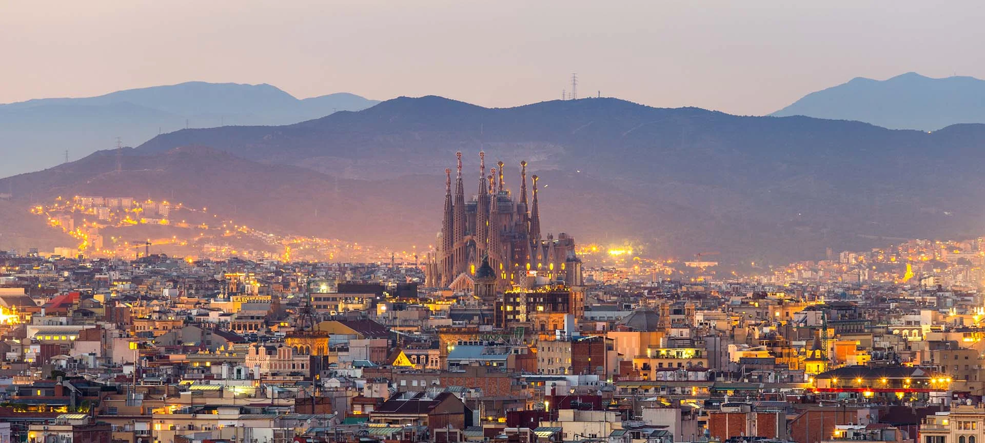 barcelona pano city sunset
