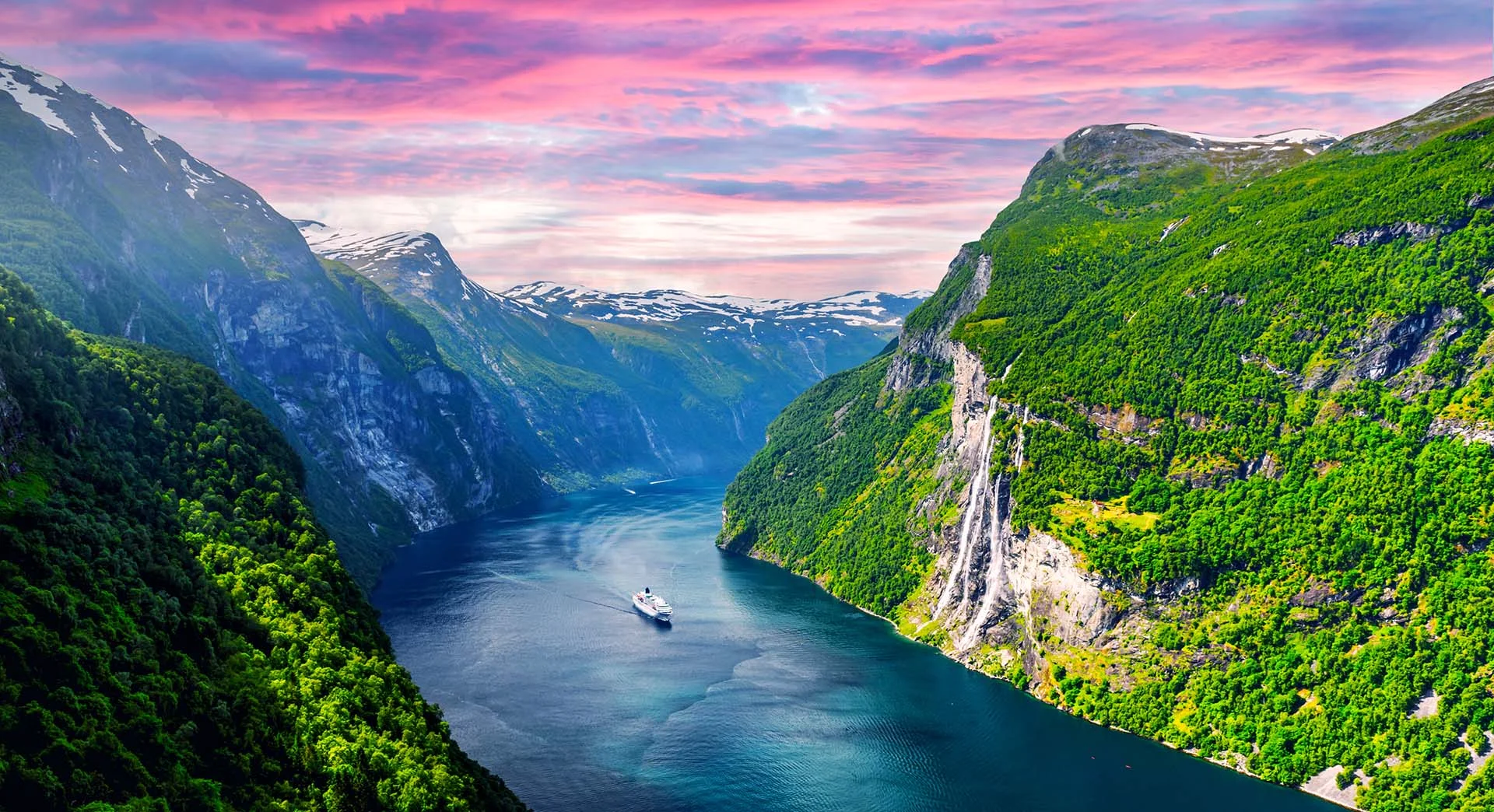geiranger fjord sunset