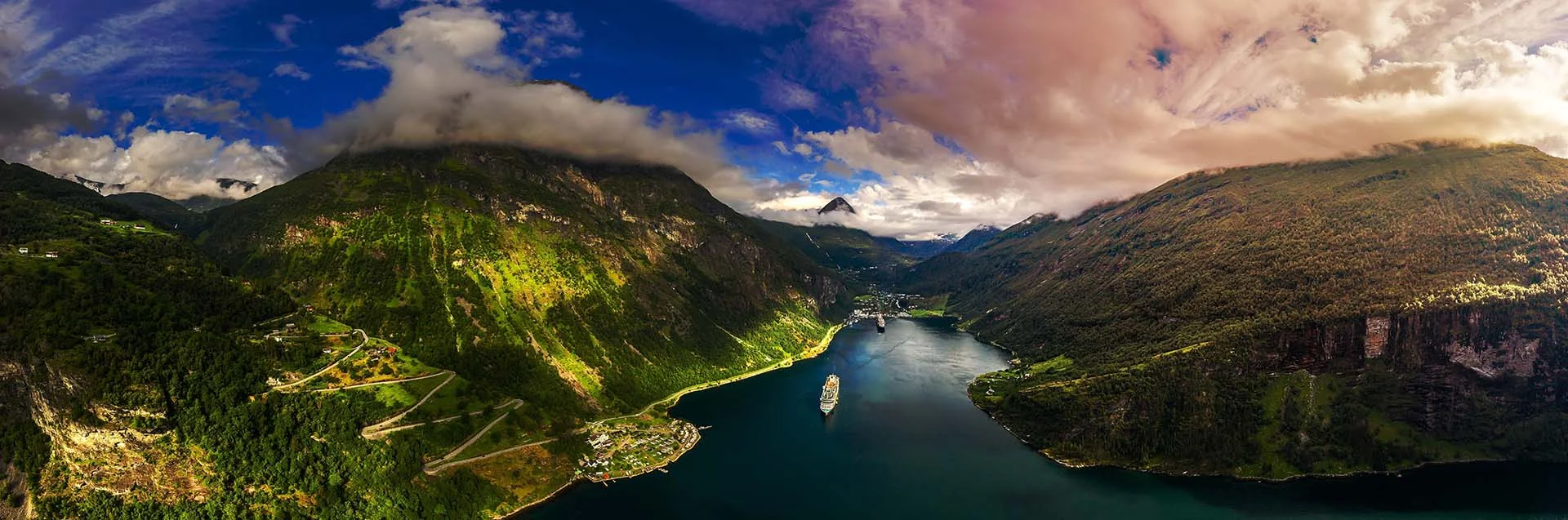 geiranger fjord sunset