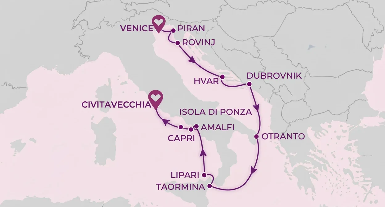 map of ADRIATIC EPICUREAN YACHT CRUISE 2026