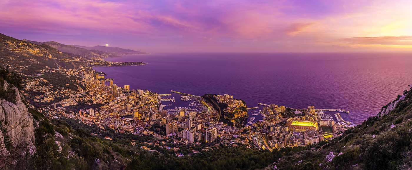 Monaco sky view at sunset