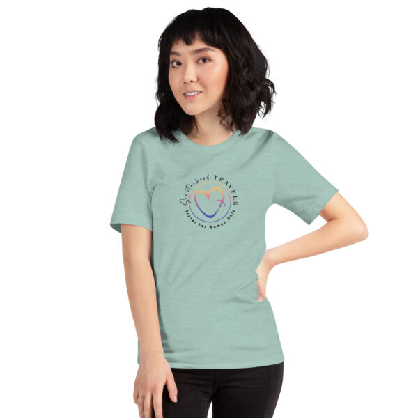 unisex staple t shirt heather prism dusty blue front 649314909bbcd | Solo Travel For Women | Sisterhood Travels Group Tours
