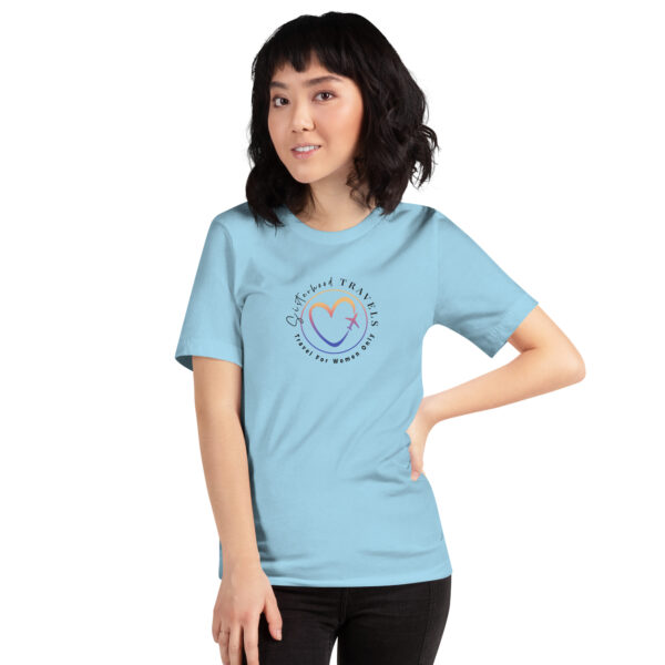 unisex staple t shirt ocean blue front 64931490addfb | Solo Travel For Women | Sisterhood Travels Group Tours