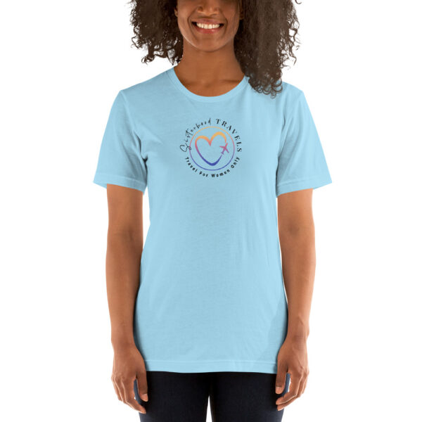 unisex staple t shirt ocean blue front 6493166b5ccb8 | Solo Travel For Women | Sisterhood Travels Group Tours