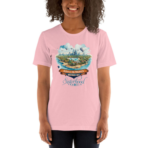unisex staple t shirt pink front 650334446b7b4 | Solo Travel For Women | Sisterhood Travels Group Tours